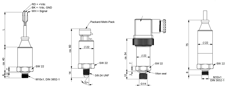 Variohm druksensor SMO3100 werktekening