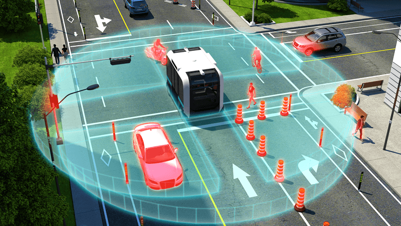 Lidar sensor in zelfrijdende voertuigen herkent objecten